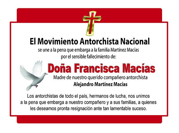 Esquela: Doña Francisca Macías