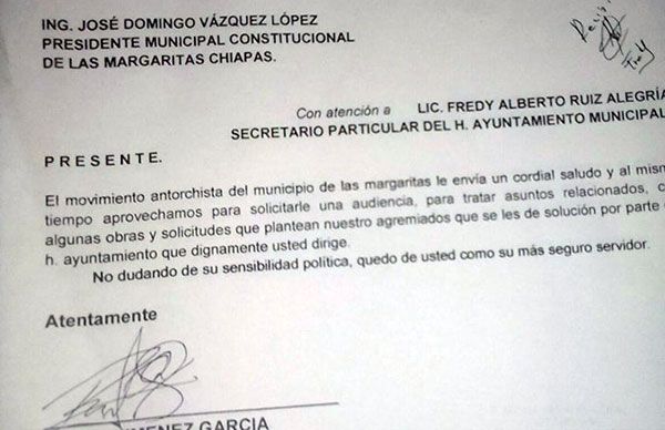 Entregan oficio  para audiencia municipal