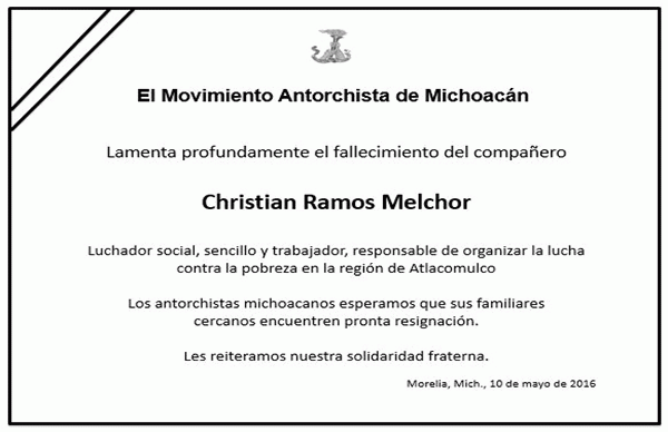 El Movimiento Antorchista de Michoacán lamenta...