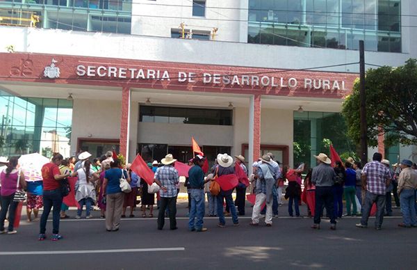 Pequeños productores marchan e instalan plantón en la Seder