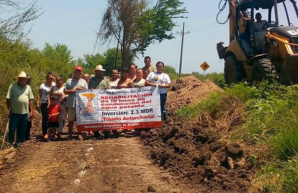 Antorchistas de Península de Villamoros logran obra de agua potable