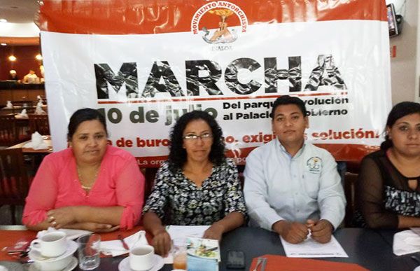 Ante incumplimientos anuncian marcha-plantón en Palacio de Gobierno