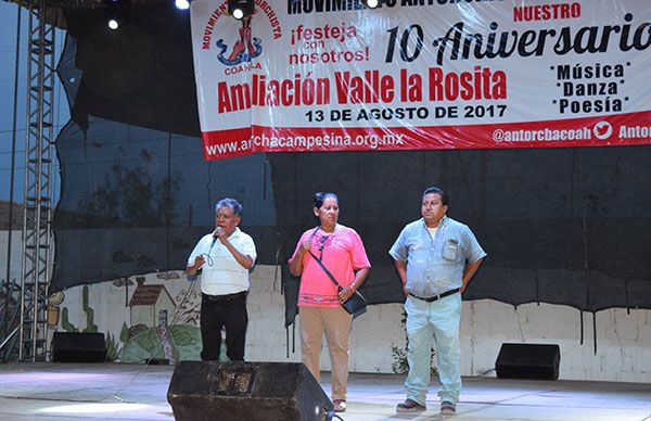 Décimo aniversario de la colonia Ampliación Valle la Rosita