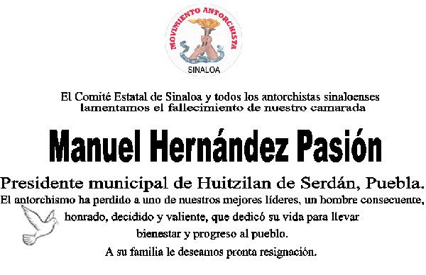 Esquela: Manuel Hernández Pasión 