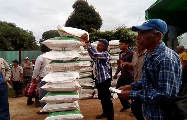 Reciben fertilizante campesinos de Hueyapan de Ocampo