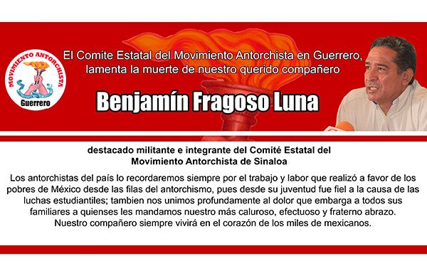 Esquela: Benjamín Fragoso Luna 