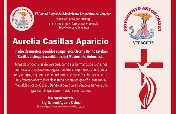 Esquela: Aurelia Casillas Aparicio 