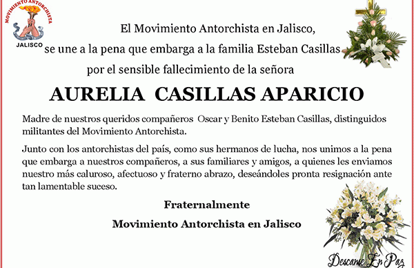 Esquela: Aurelia Casillas Aparicio 