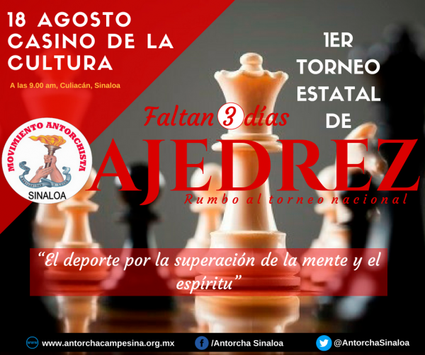 Realizarán I Torneo Estatal de Ajedrez Antorchista en Sinaloa