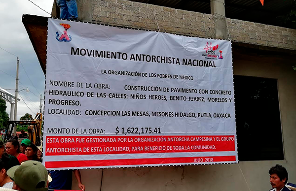 ¡Concepción las Mesas avanza gracias a Antorcha!