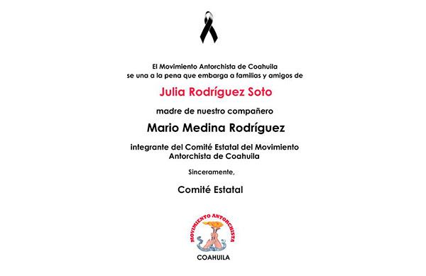 Esquela: Julia Rodríguez Soto