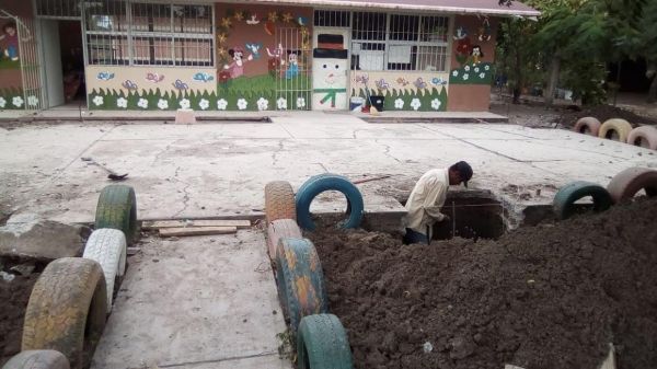 Inicia construcción de techumbre del Jardín de Niños Juan M.Banderas