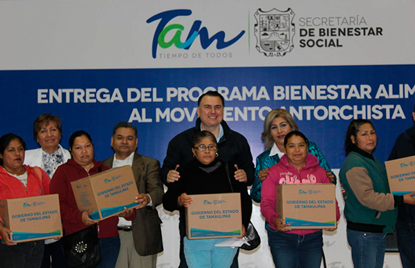 Entrega Bienestar Social apoyos alimentarios a antorchistas