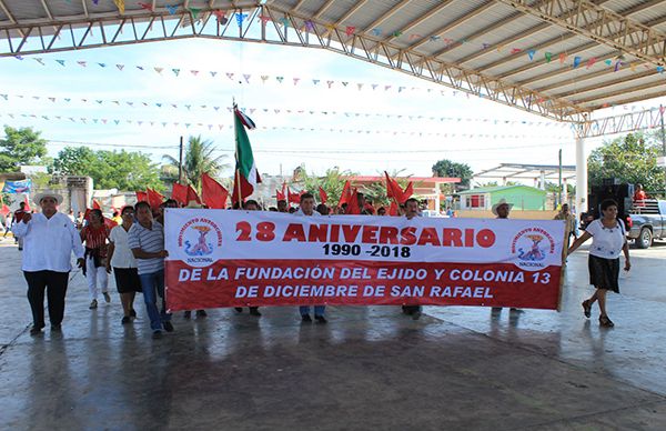 Antorchistas de San Rafael inician festejo por 28 aniversario del ejido 13 de Diciembre