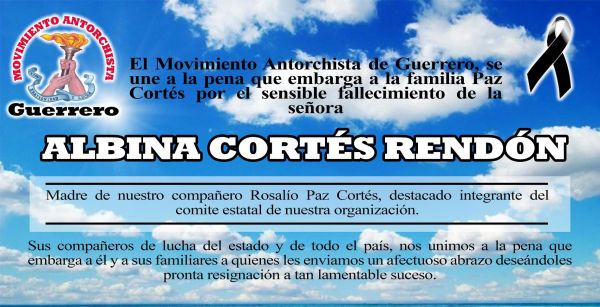 Esquela: Albina Cortés Rendón