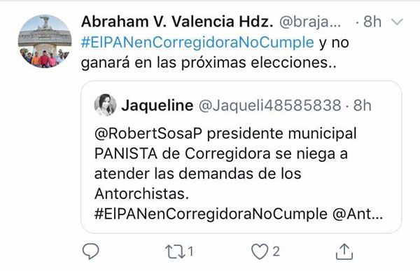 Antorcha denuncia vía Twitter mal gobierno de Corregidora 