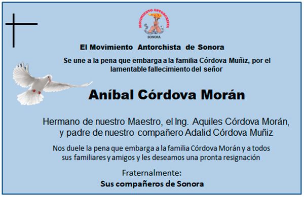 Esquela: Aníbal Córdova Morán 