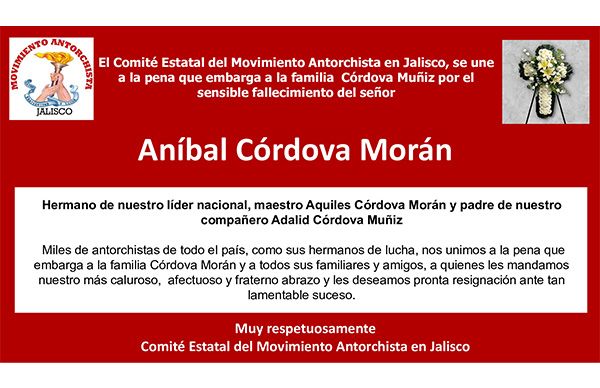 Esquela: Aníbal Córdova Morán 