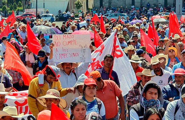 Marchan en Toluca por fertilizante, pago a maestros y apertura de centros de salud