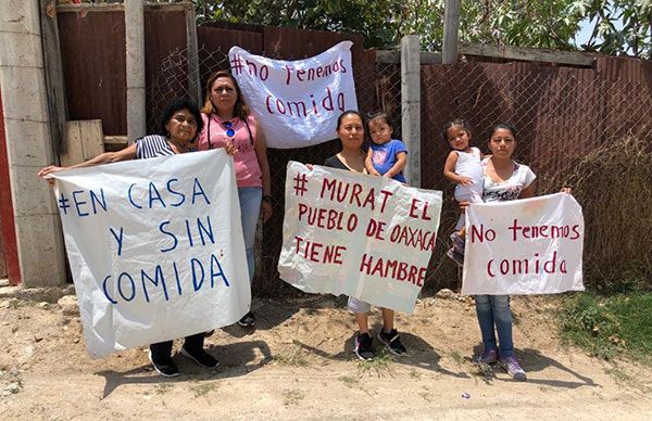 Mantas blancas reflejan el hambre que se vive en Miahuatlán 