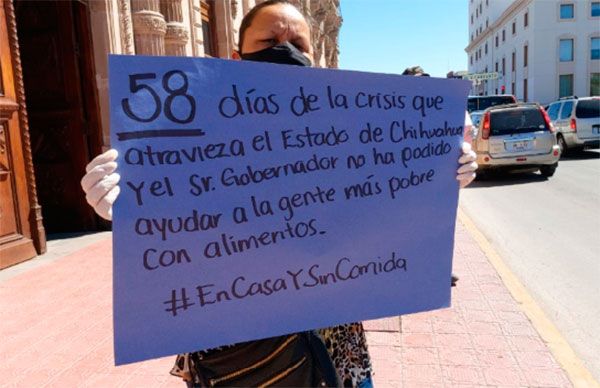 Se manifiestan antorchistas de Chihuahua para exigir apoyo alimentario