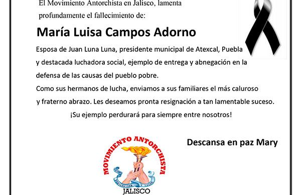 Esquela: María Luisa Campos Adorno