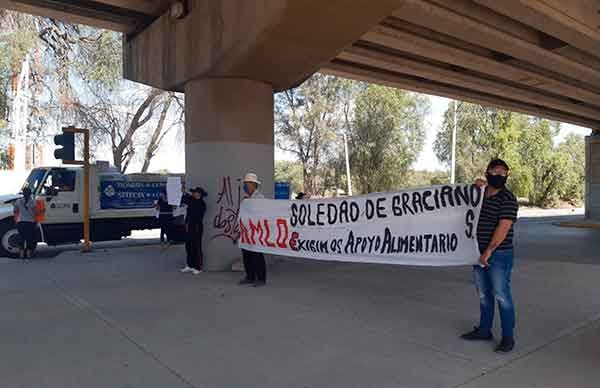 Respaldan líderes antorchistas protesta en Soledad por apoyo alimentario