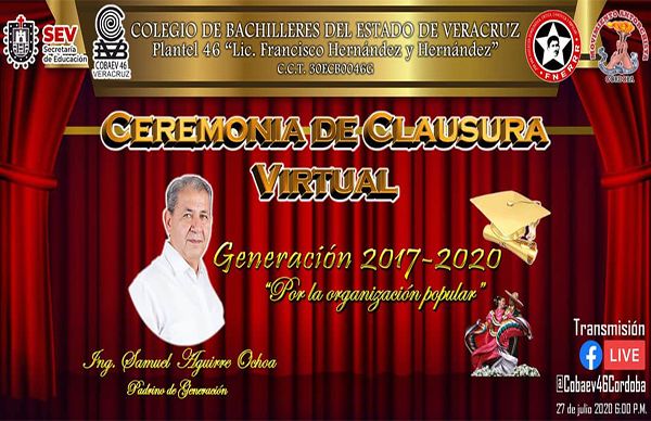 COBAEV 46 realizará ceremonia de clausura virtual