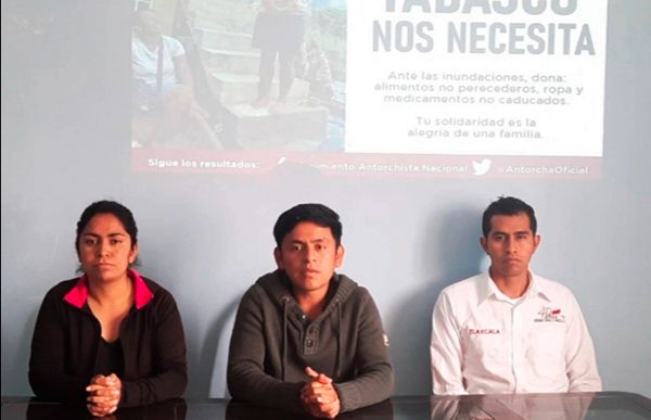 Antorchistas de Tlaxcala piden solidaridad con Tabasco