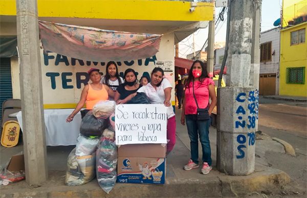 Instalan centros de acopio de víveres para los tabasqueños damnificados