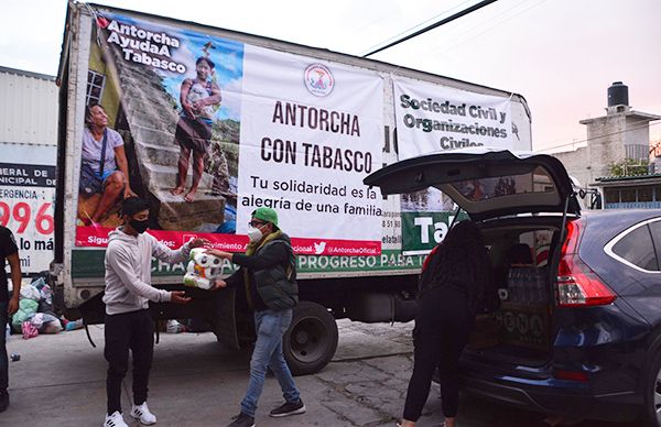 Antorcha envía 10 toneladas de ayuda a Tabasco