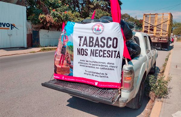 Morelos envía víveres a damnificados de Tabasco