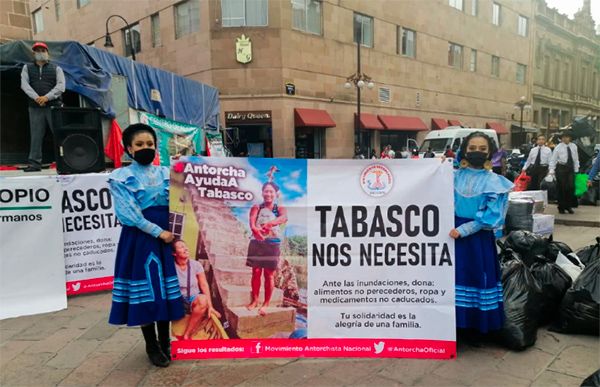 Reúne Antorcha en SLP 15 toneladas de víveres para Tabasco 