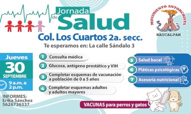 Antorcha lleva jornadas de salud a Naucalpan