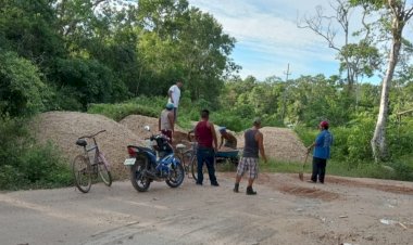 Colonos trabajan colectivamente para mejorar la colonia Unidad Antorchista de Tulum